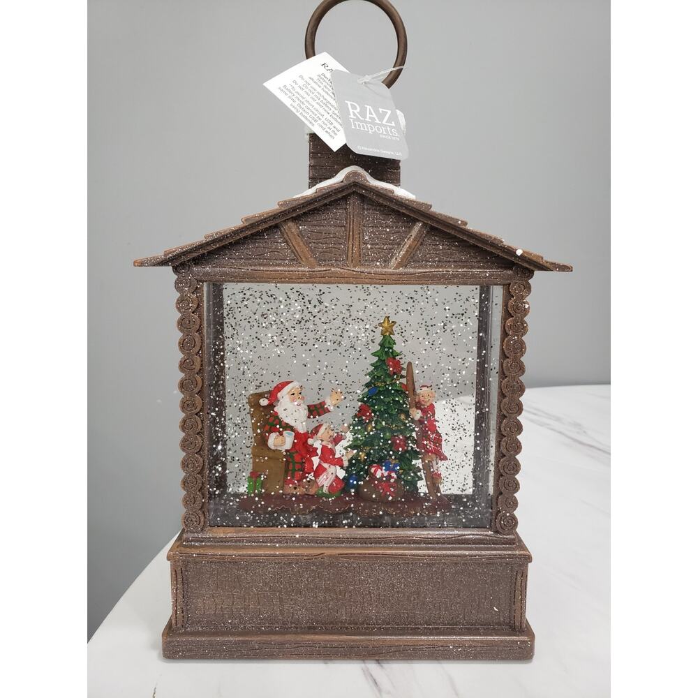 NEW RARE RAZ Imports Holiday‎ Water Lantern Santa Elves Christmas Tree LIGHTS UP